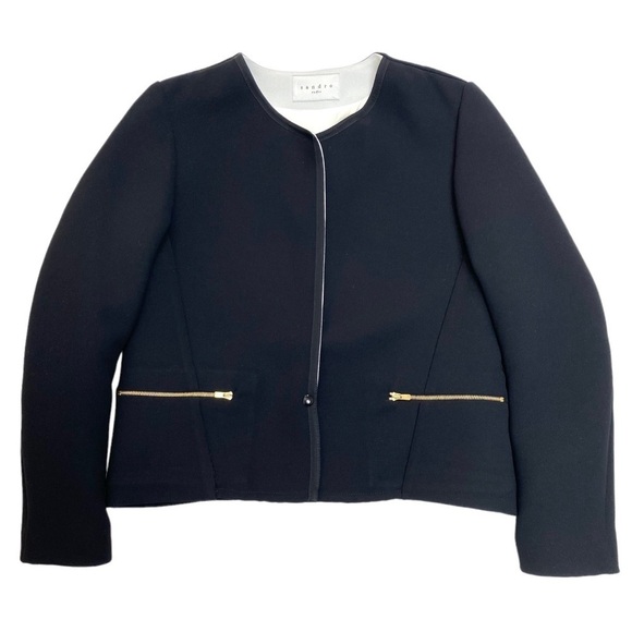 SANDRO Paris White Lapels Blazer Jackets in Black - Picture 6 of 10